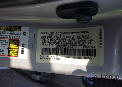 2010 Toyota Corolla Le из США, поврежденный, VIN 1NXBU4EE2AZ307121